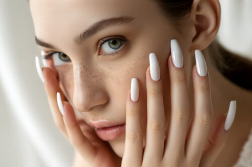 Fancy White Coffin Nails Designs