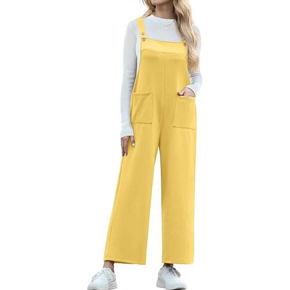 Casual Long Bib Loose Women's Rompers with Pockets
