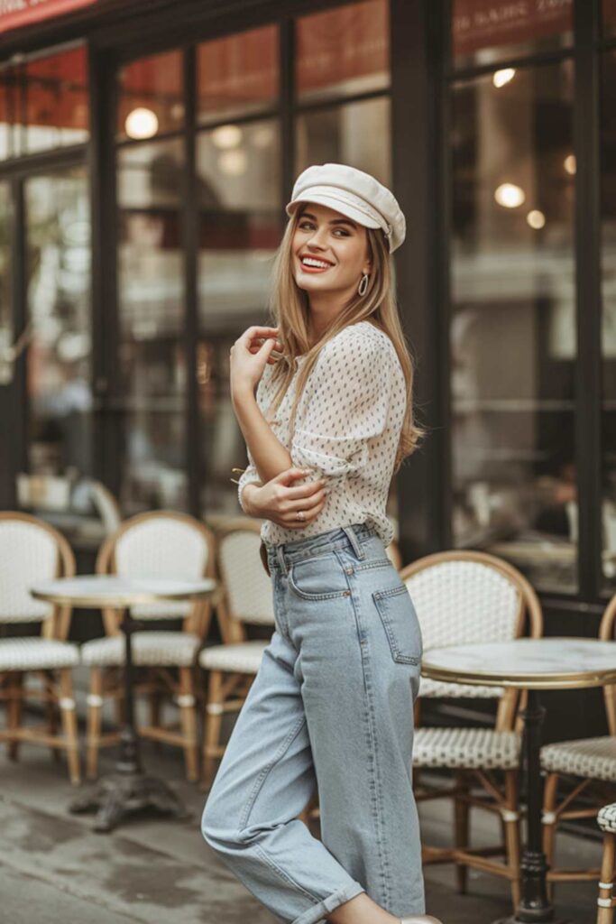 Work Outfits with Blouse and Gatsby Cap