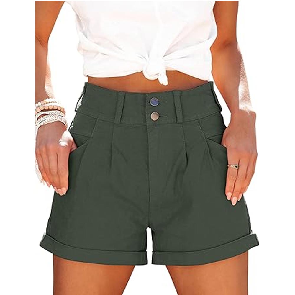 Relaxed Fit Casual High Waist Pocketed Denim Shorts