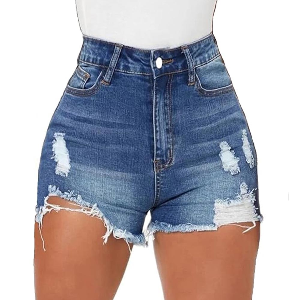 Women High Waisted Skinny Stretchy Denim Shorts
