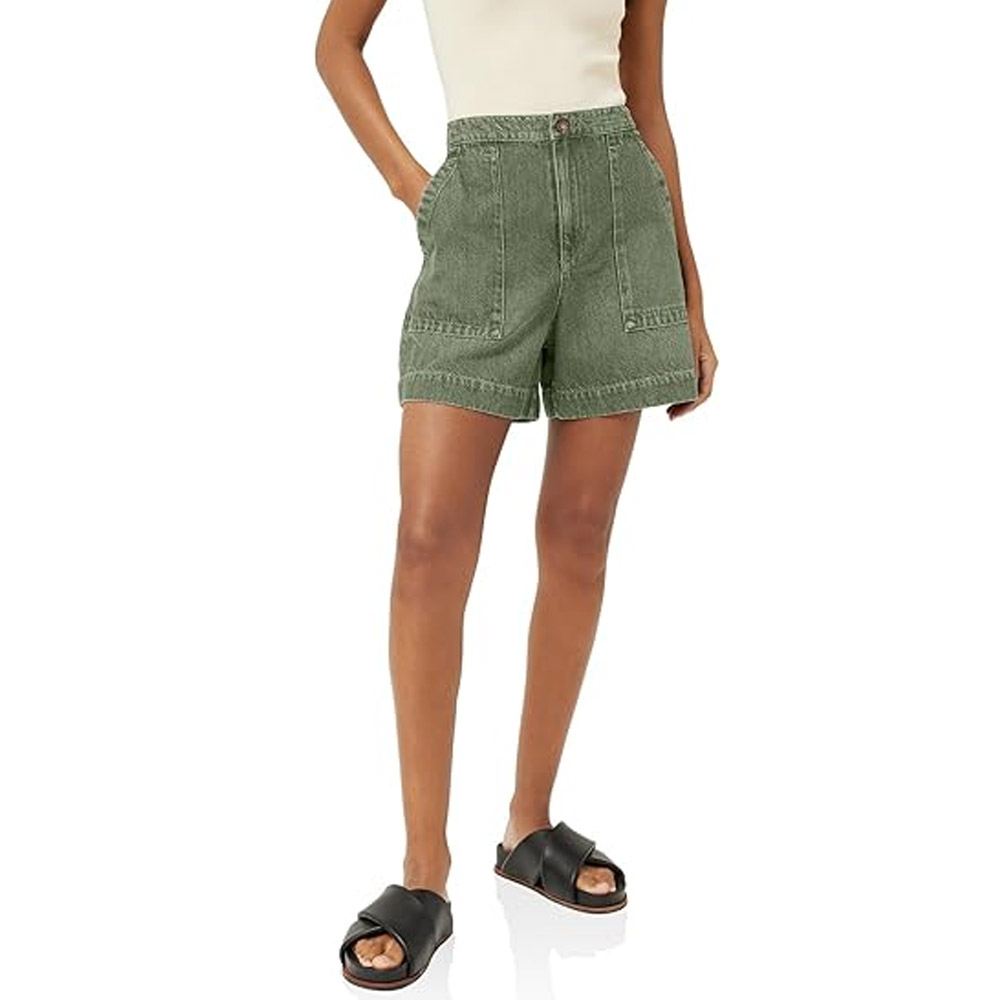 Casual High Waisted Denim Shorts Wide Leg