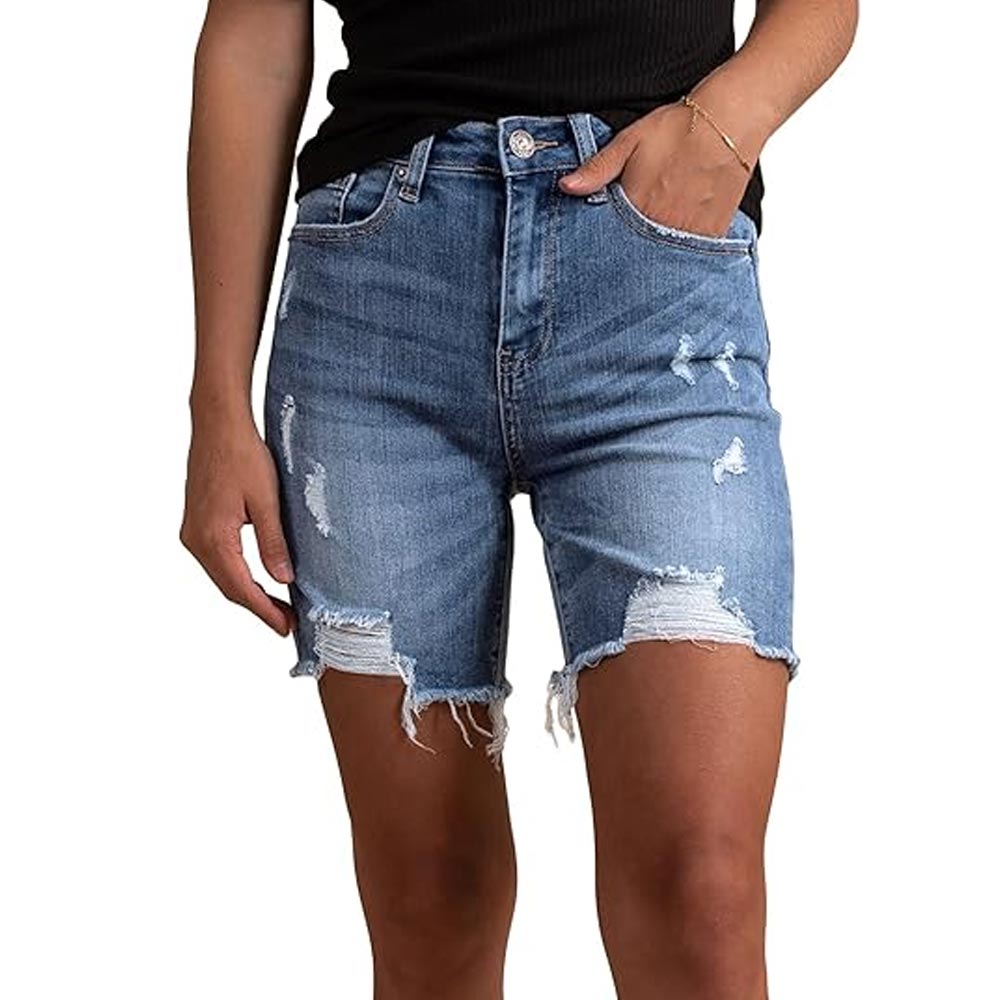 Women's High Waist Ripped Denim Shorts