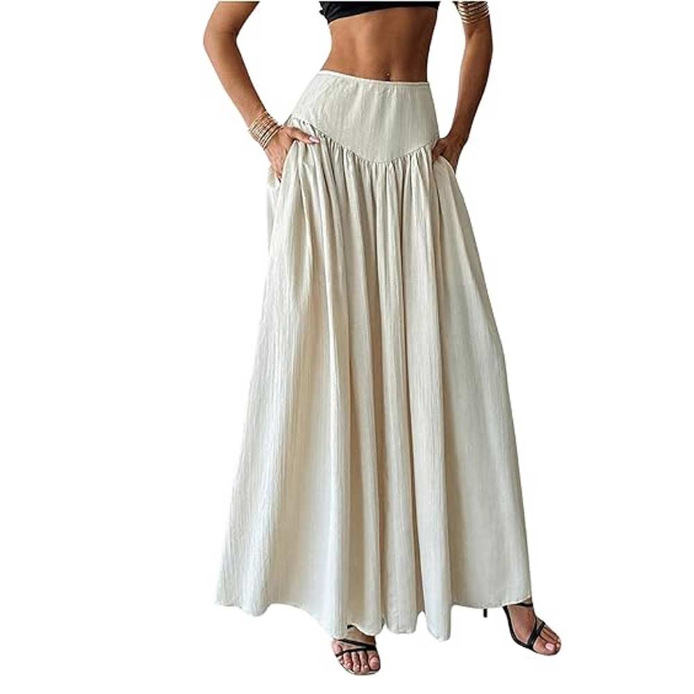 Pleated Flowy Long Skirt