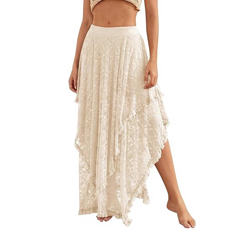 Lace Asymmetrical Layered Skirt