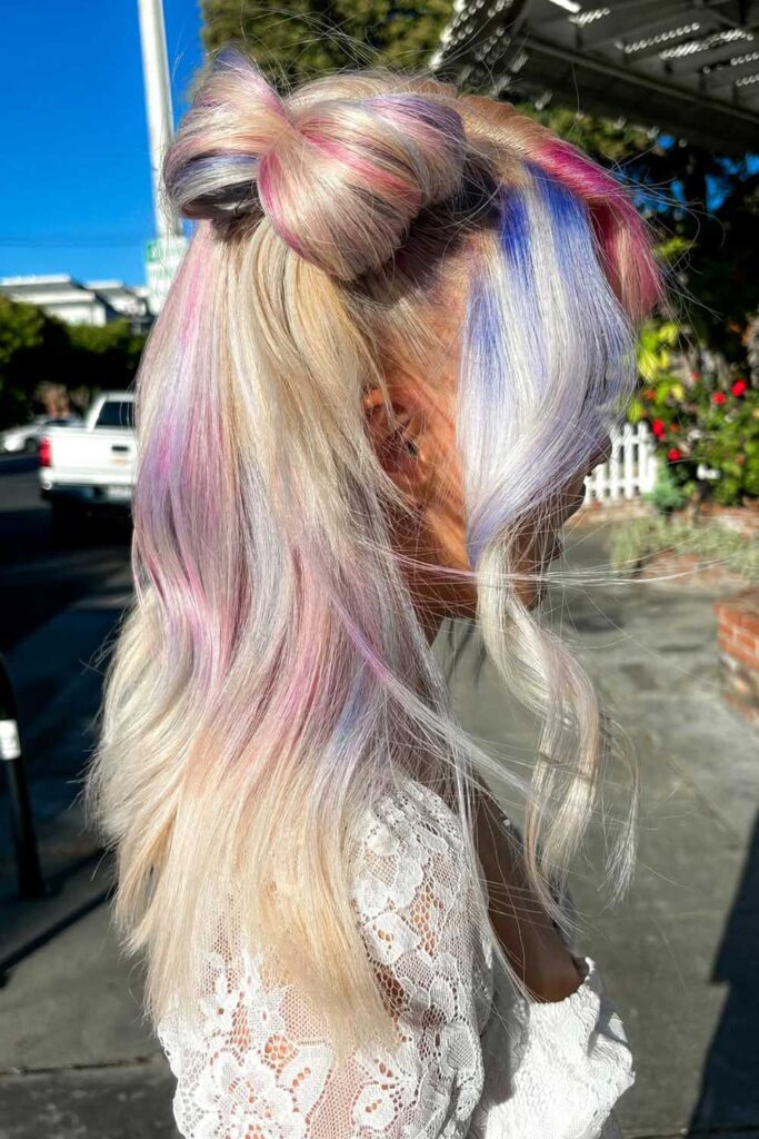 Blonde Mermaid Hair With Pastel Rainbow Streaks