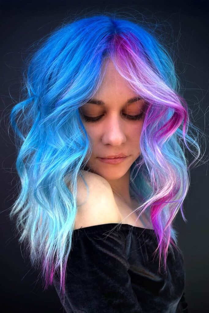 Vibrant Blue with Pink Highlights