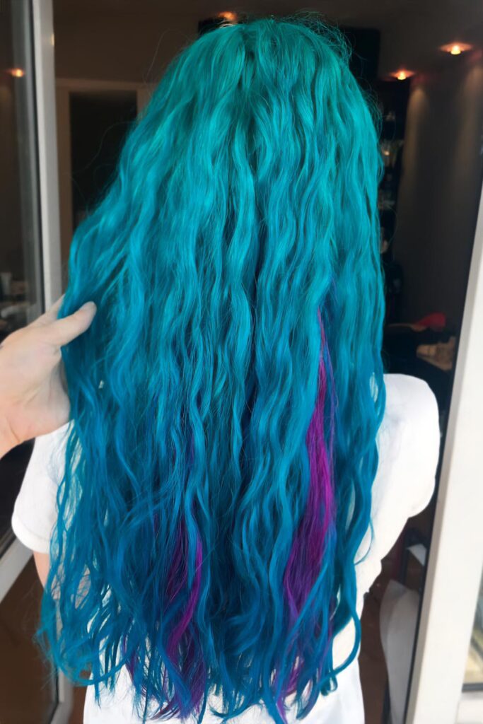 Mermaid Hair with Green and Navy Blue Colors