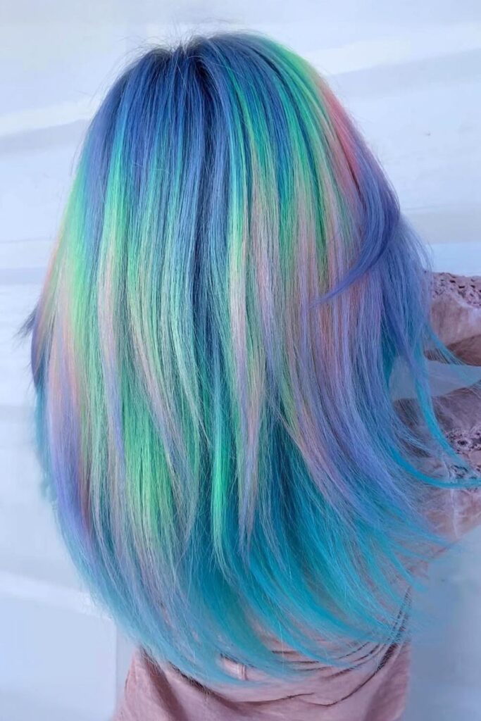 Pastel Teal Color Hair Style
