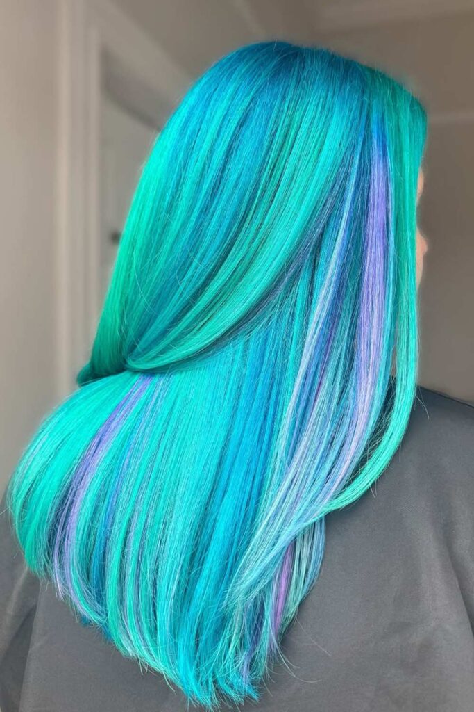 Straight Mermaid Hair In Aqua And Lavender Hues