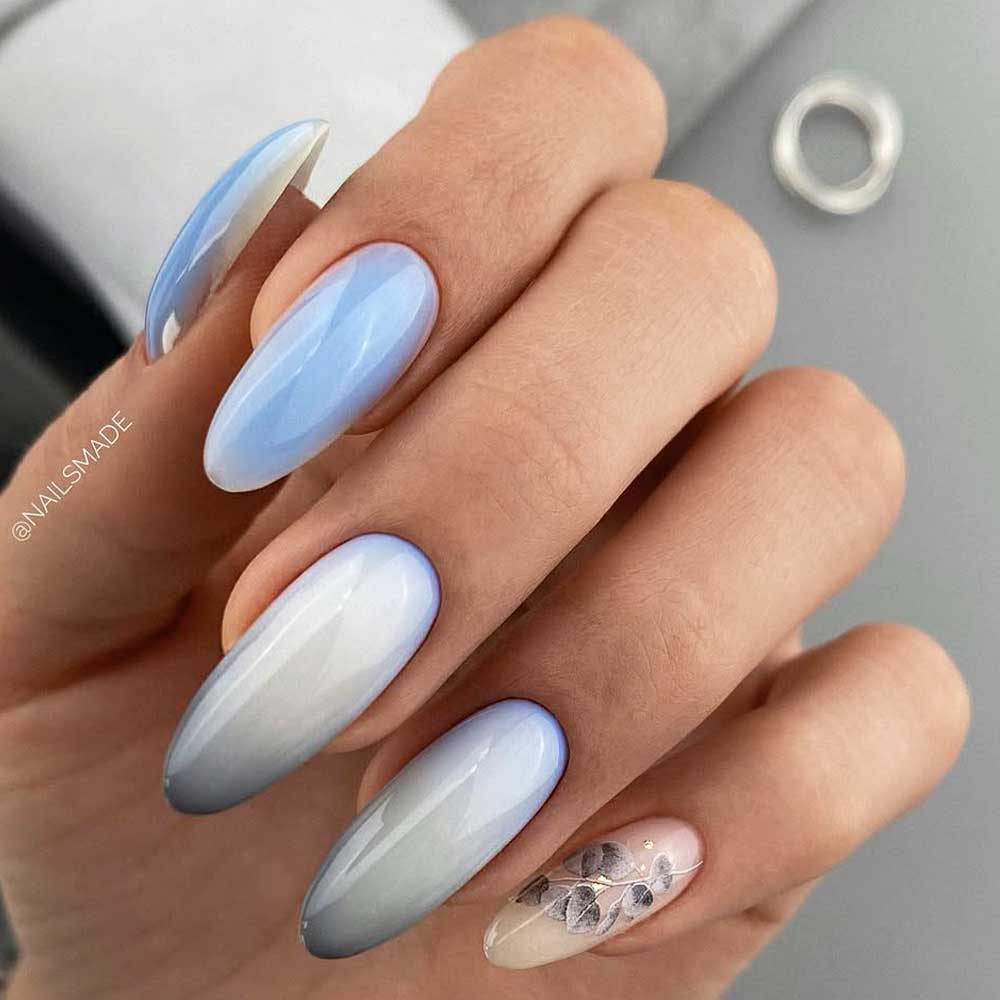 Blue And White Ombre Nails 