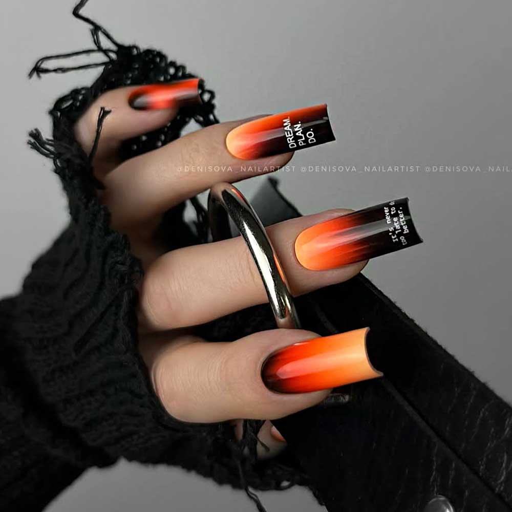 Bright Black-Orange Ombre 
