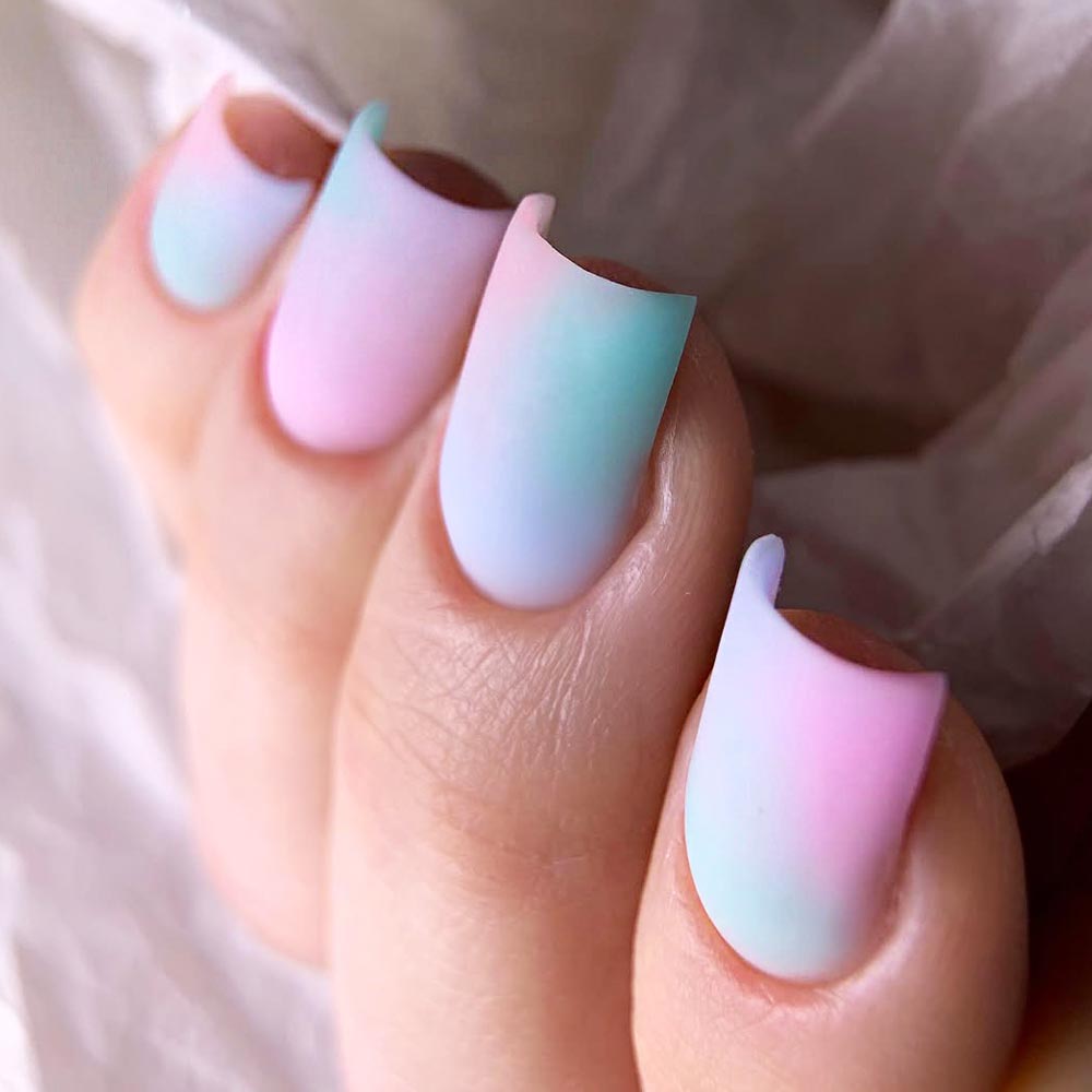 Pastel Ombre Pink and Blue Nails