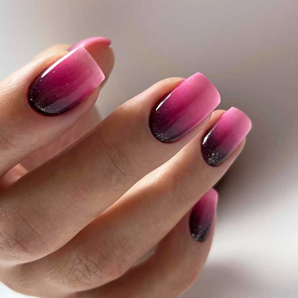 Pink And Black Ombre Mani