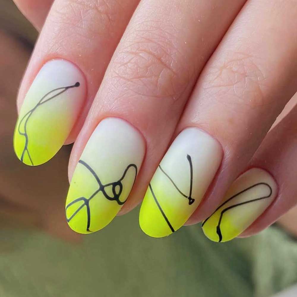 Yellow and White Nails 