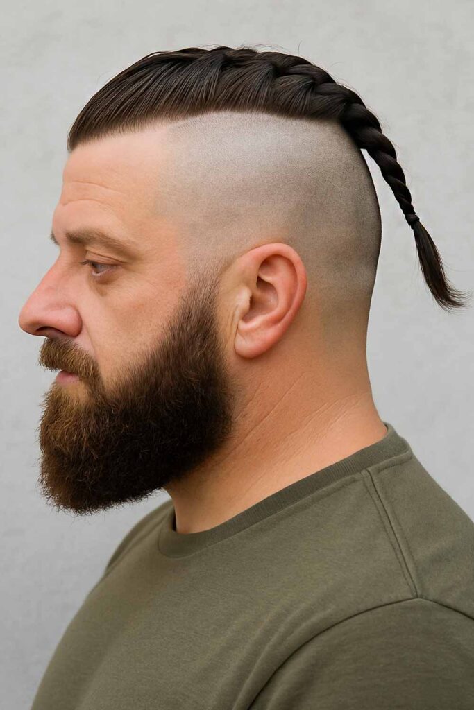 Single Braid with Shaved Sides