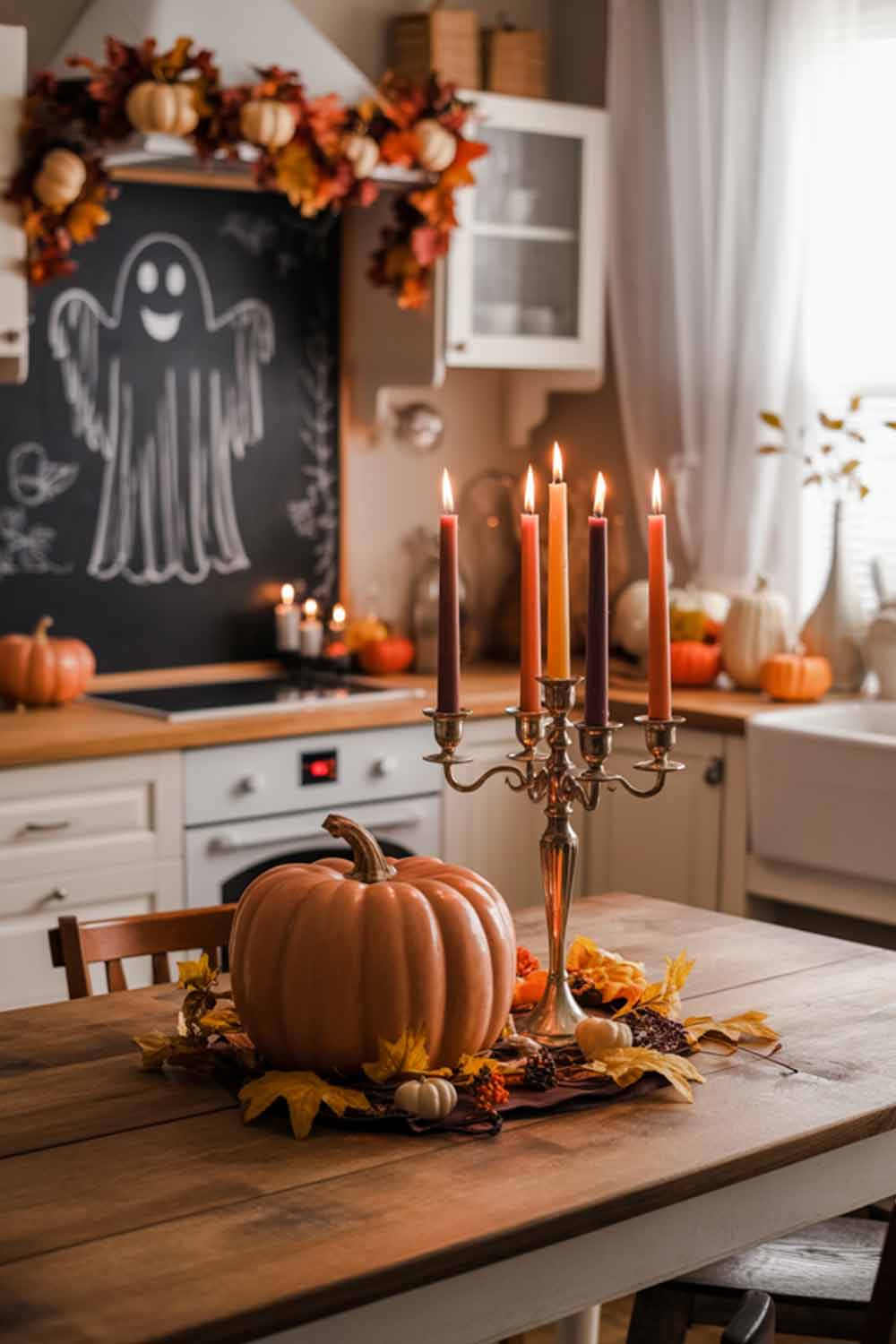 Ghost with Pumpkins Halloween Decoration for Kitchen