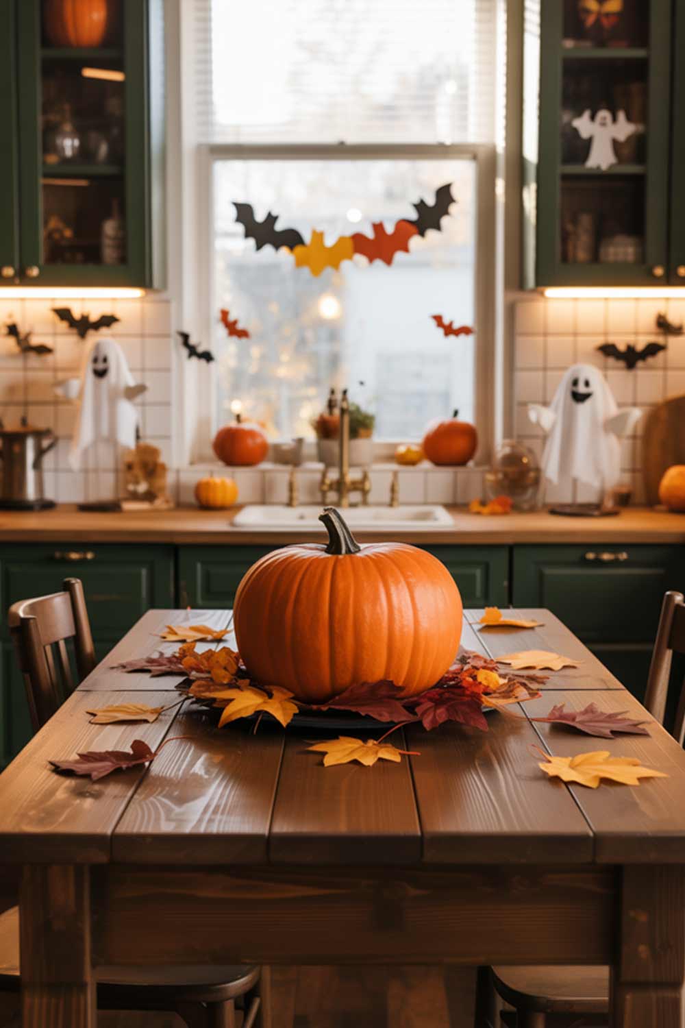 Kitchen Halloween Decoration with Paper Bats
