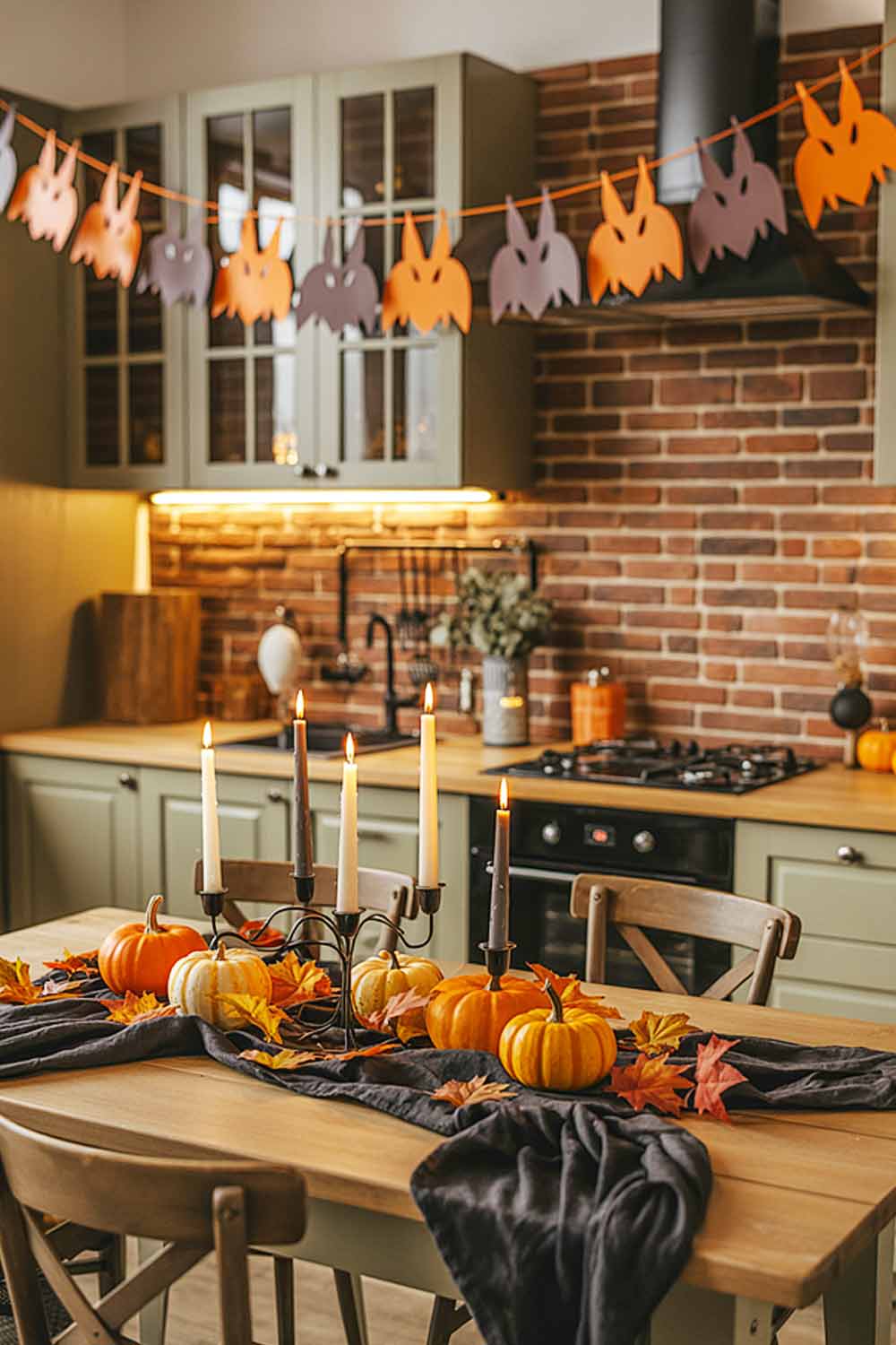 Kitchen Halloween Decoration with Paper Garlands