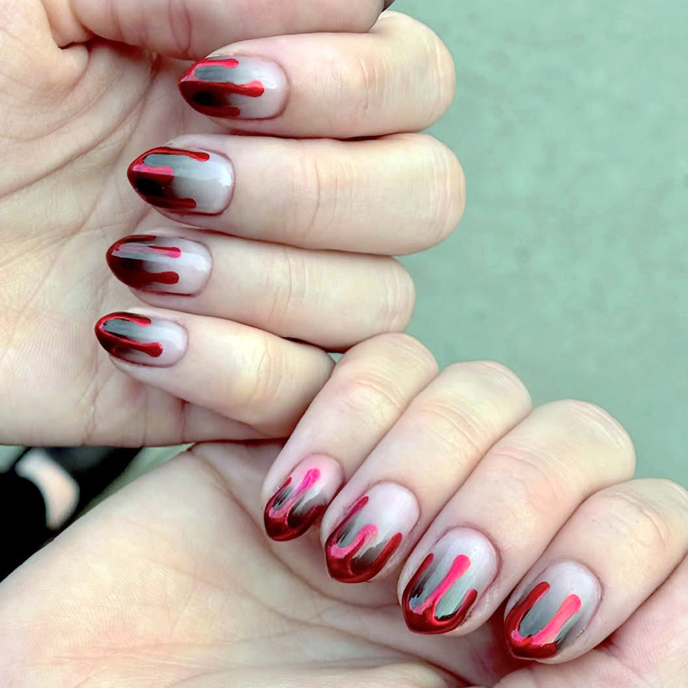 Scary Blood Nail Art for Short Nails