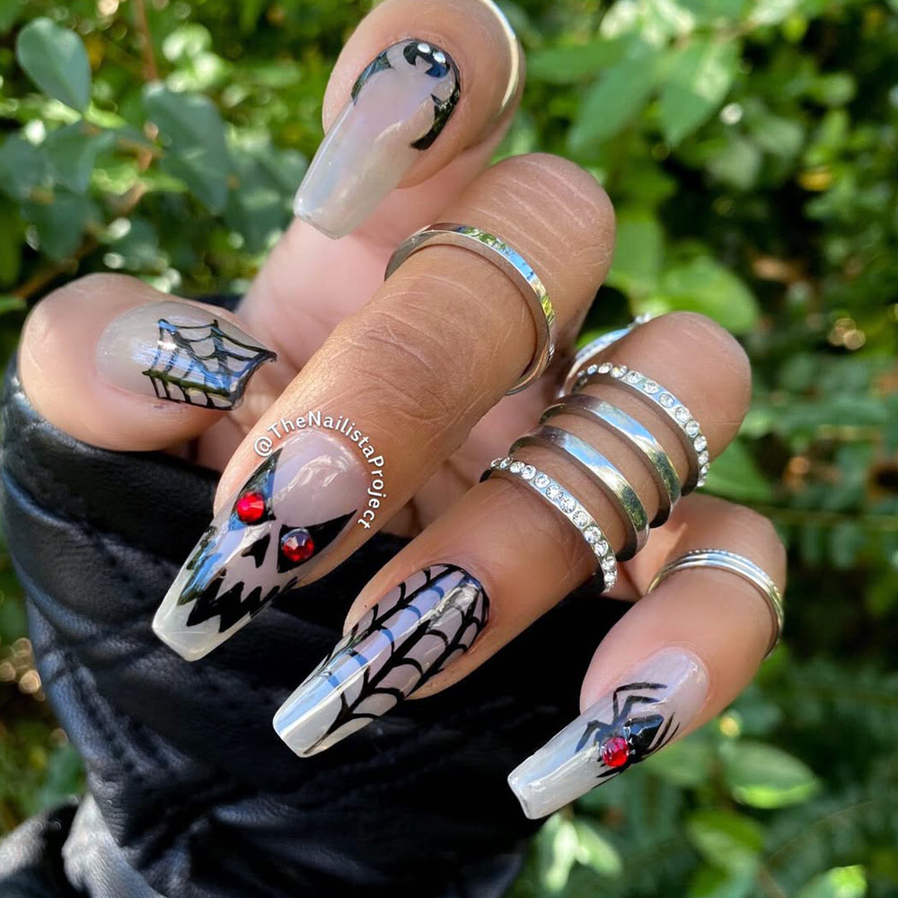 Sparkly Spider Nails