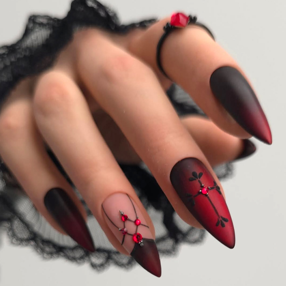 Red Halloween Witch Nails