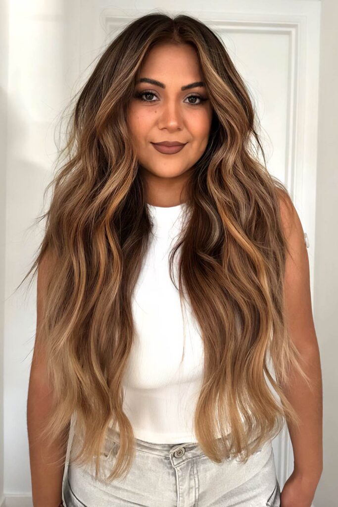 Sun-Kissed Brunette with Warm Balayage