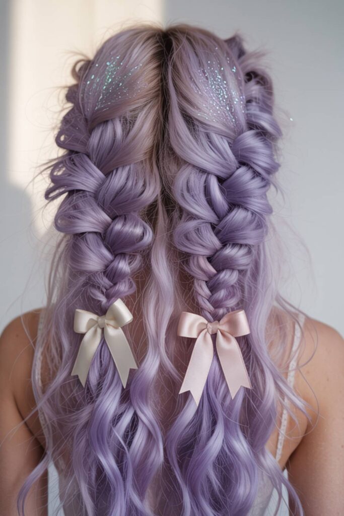 Soft Valentine Braids with Glitter & Curls