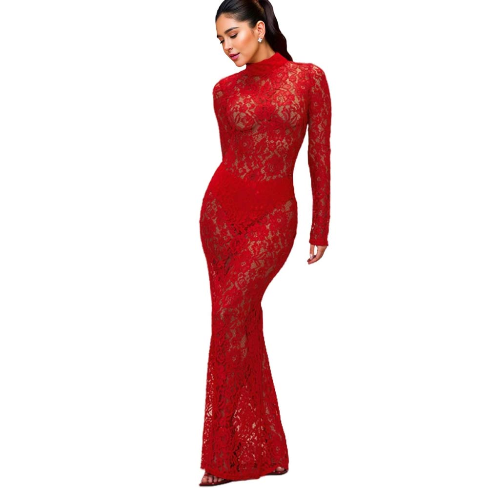 Elegant Floral Lace Maxi Dress