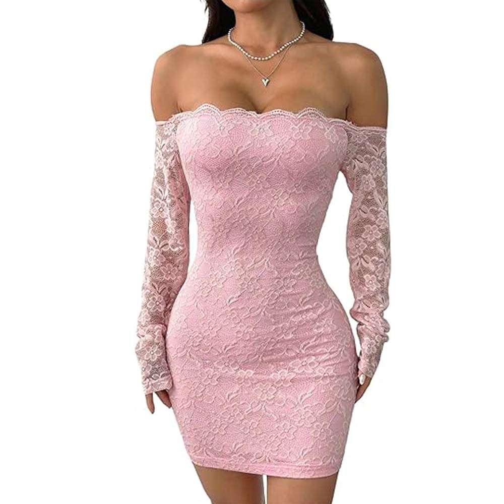 Lace Long Sleeve Mini Dress