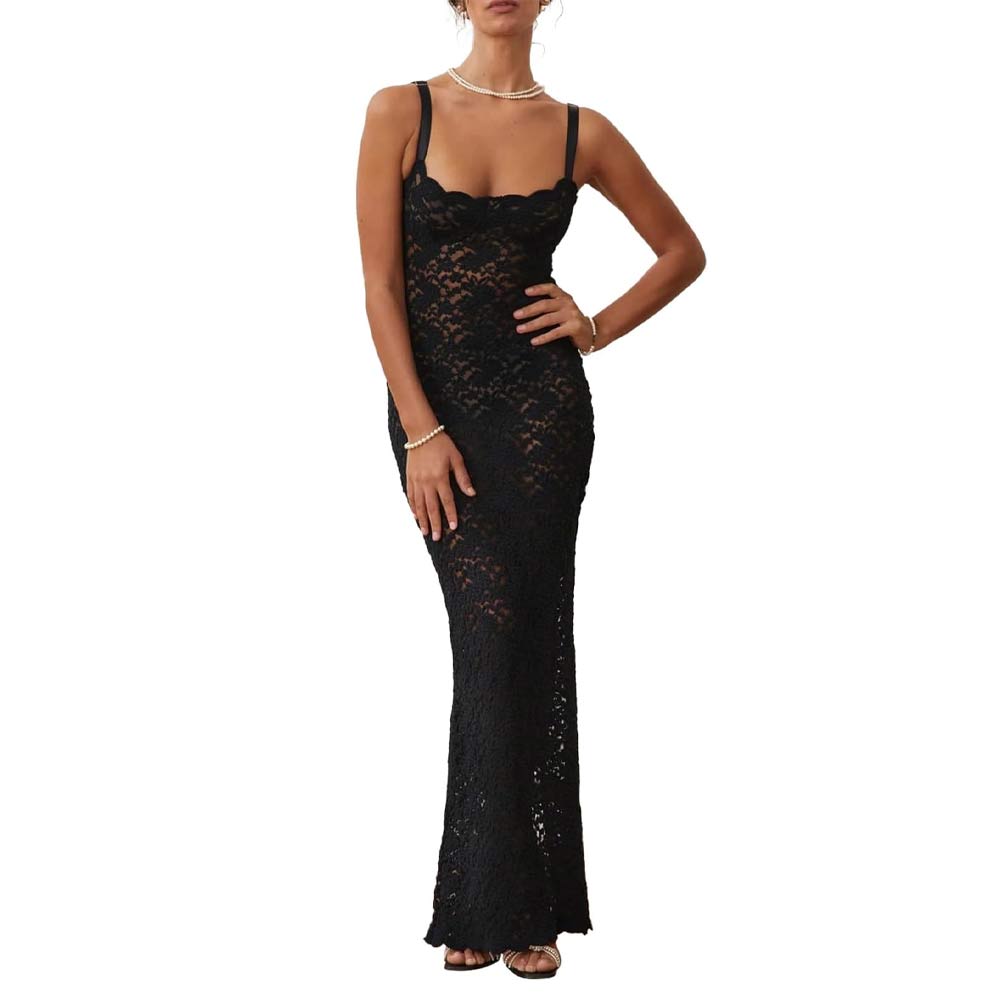 Sleeveless Spaghetti Straps Slim Fit Maxi Dress