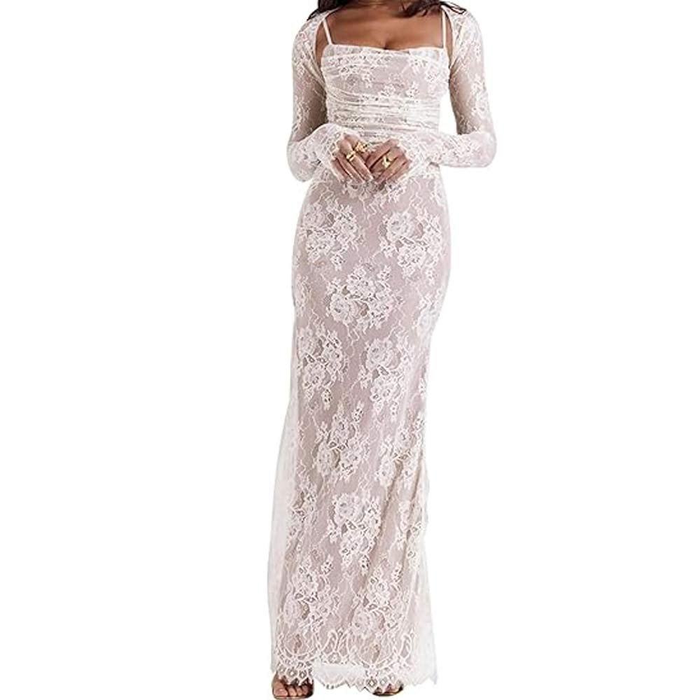 Vintage Cream Lace Maxi Dress