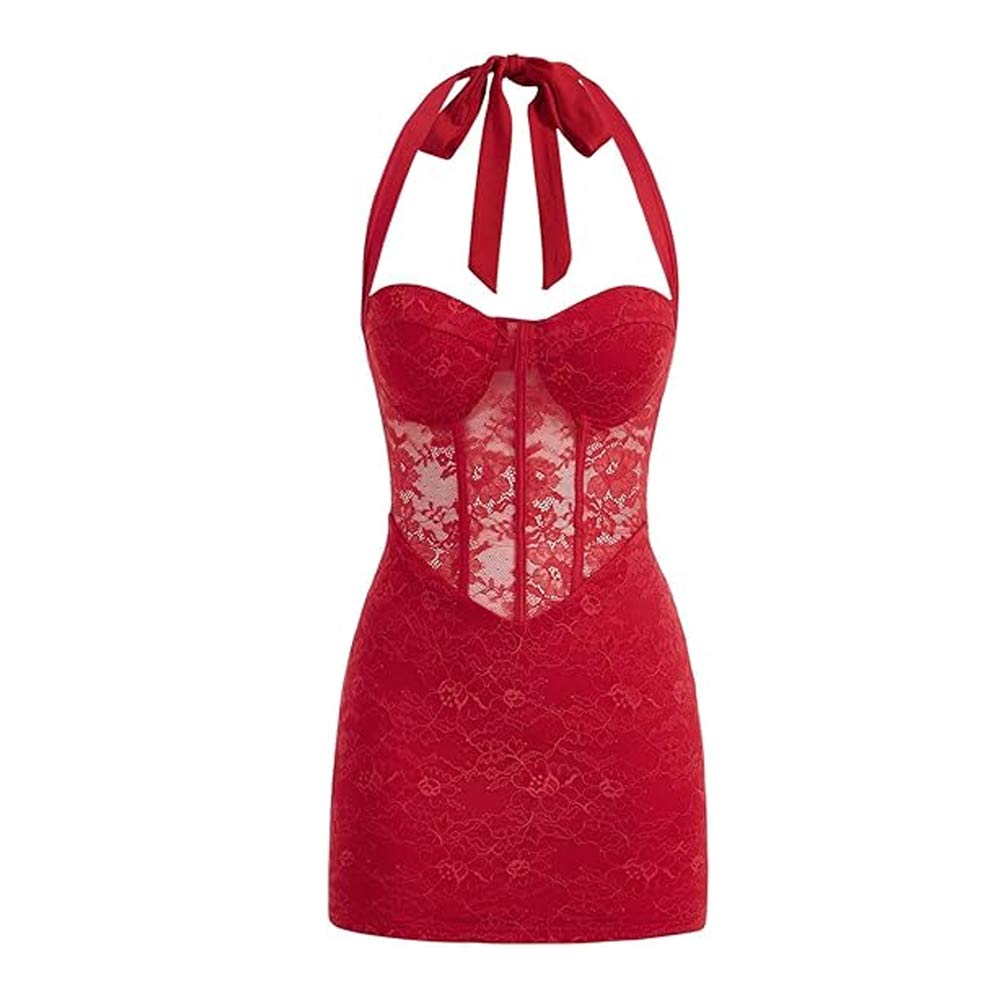 Halter Dress Tie Bodycon Mini Dress