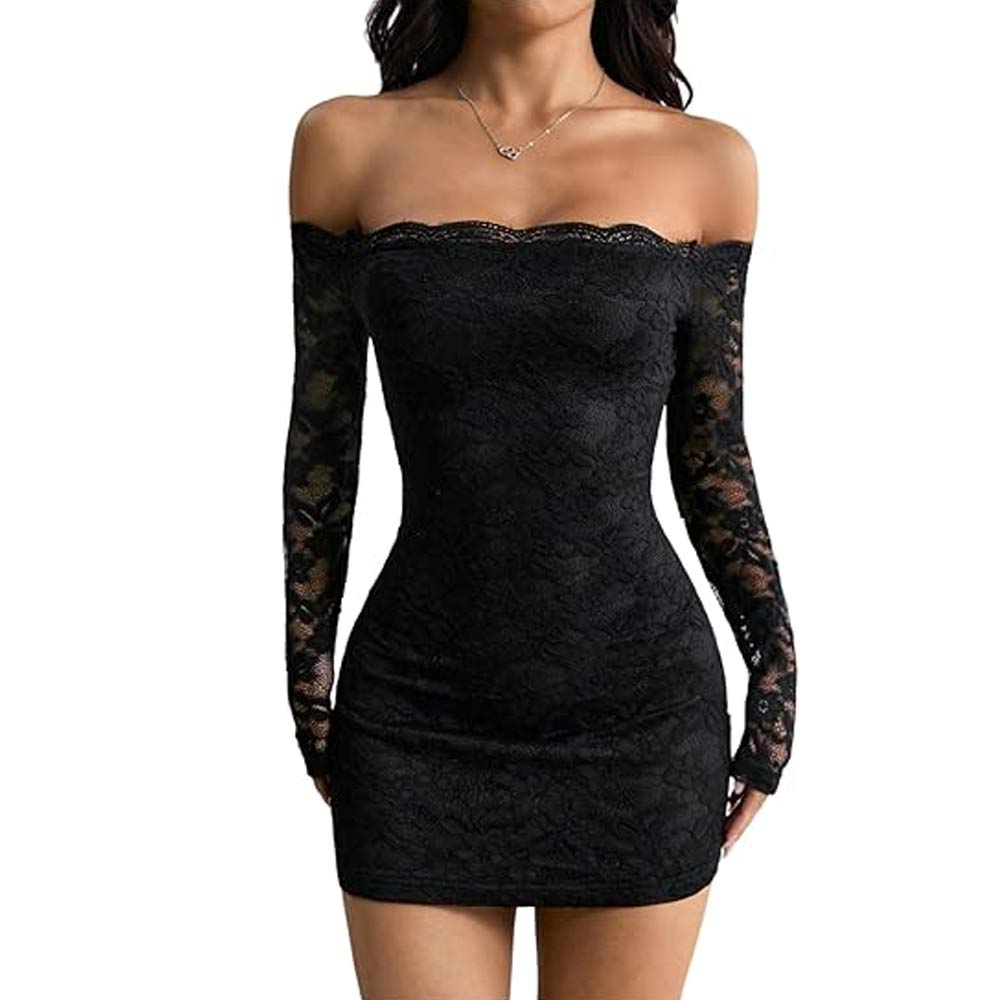 Lace Long Sleeves Mini Dress