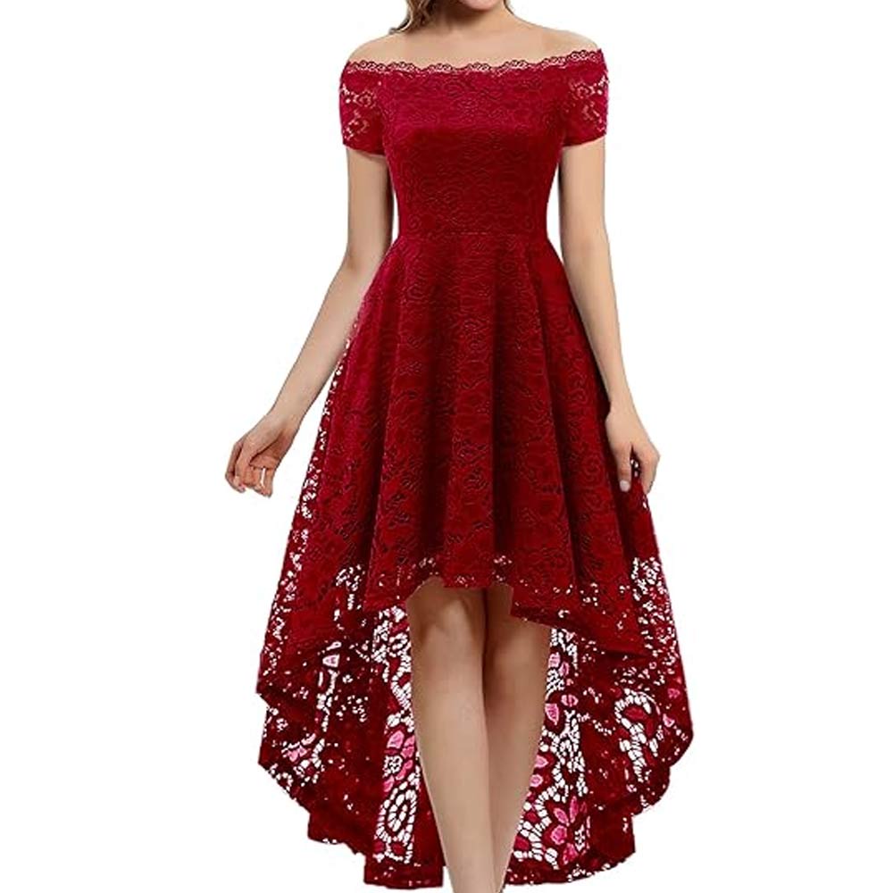 Hi-Lo Off Shoulder Lace Dress