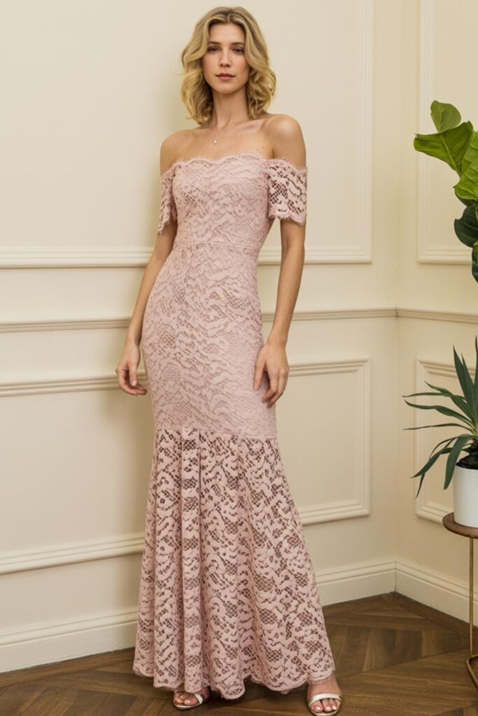 Elegant Long Pink Dress