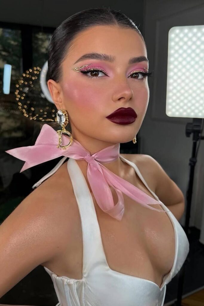 Romantic Doll-Pink Eyes & Bold Valentine Lips