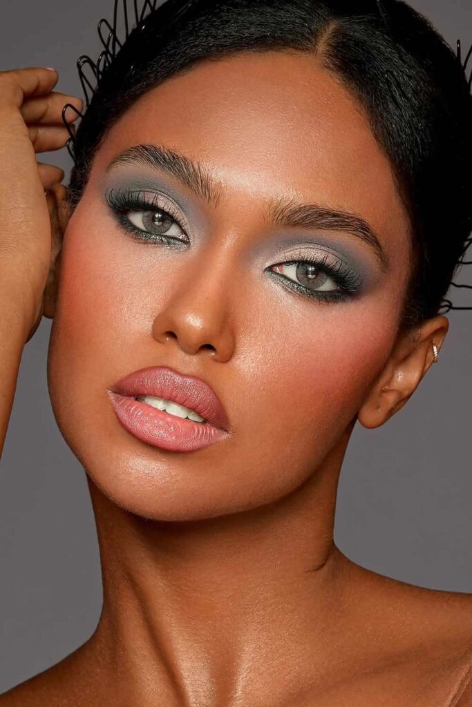 Soft Grey Smoke with Rosy Lips