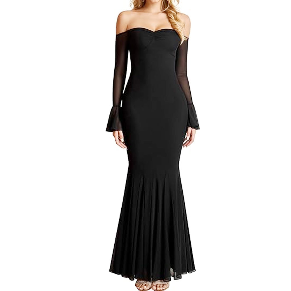 Off Shoulder Bodycon Maxi Dress