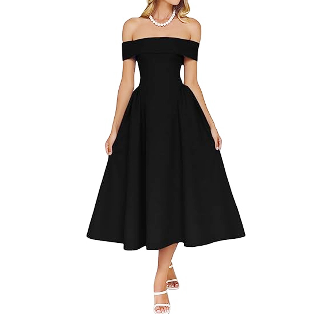 Womens Off The Shoulder Cocktail Maxi Dress