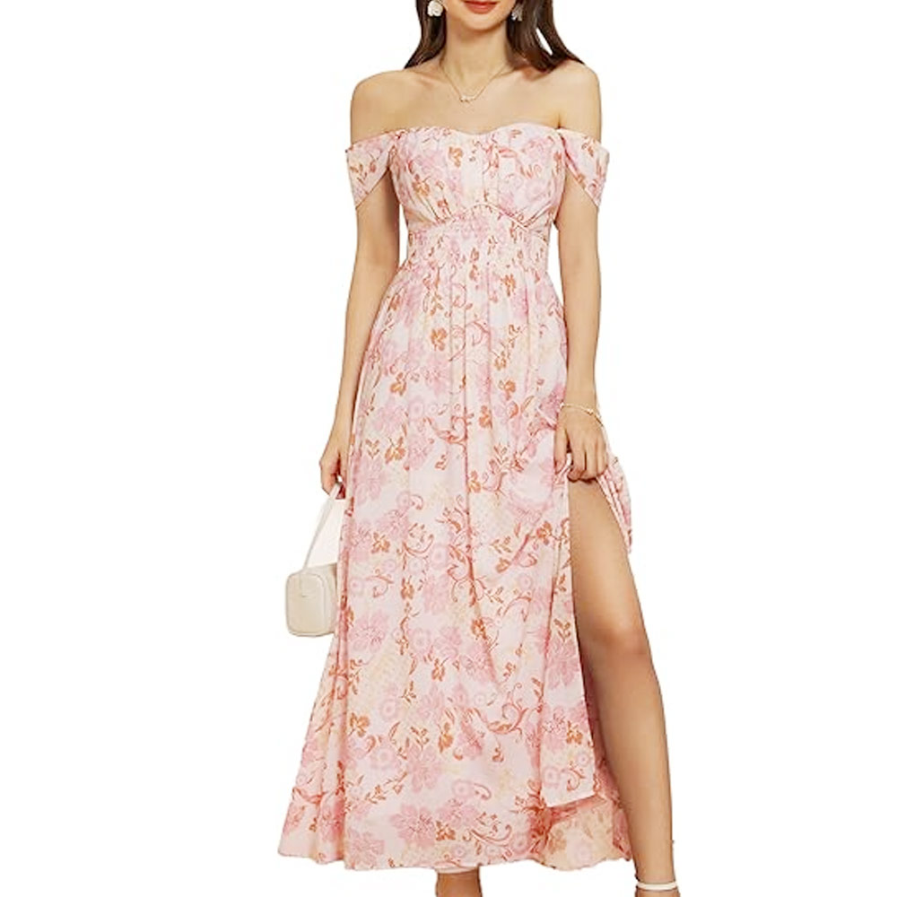 Women's Summer Floral Print Flowy A Line Maxi Dress