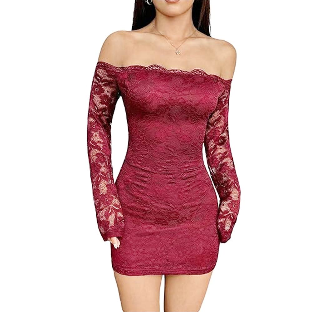 Lace Long Sleeve Mini Dress