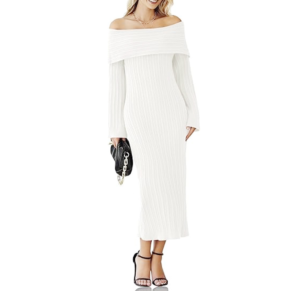 Womens Off Shoulder Maxi Sweater Dress