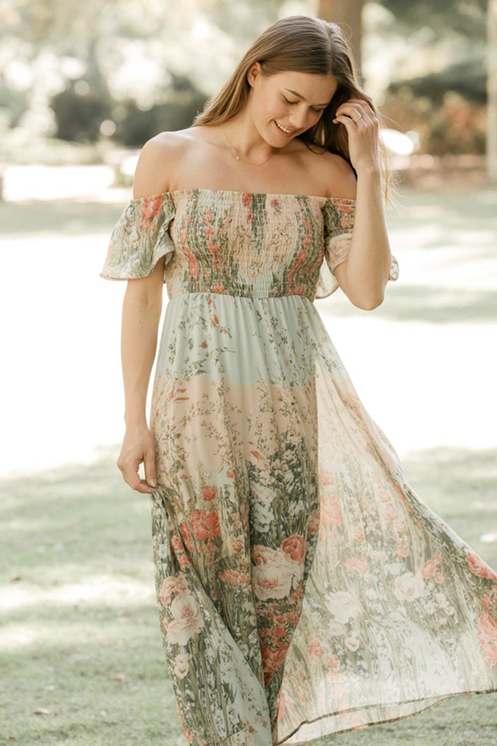 Floral Print Casual Off-Shoulder Dress