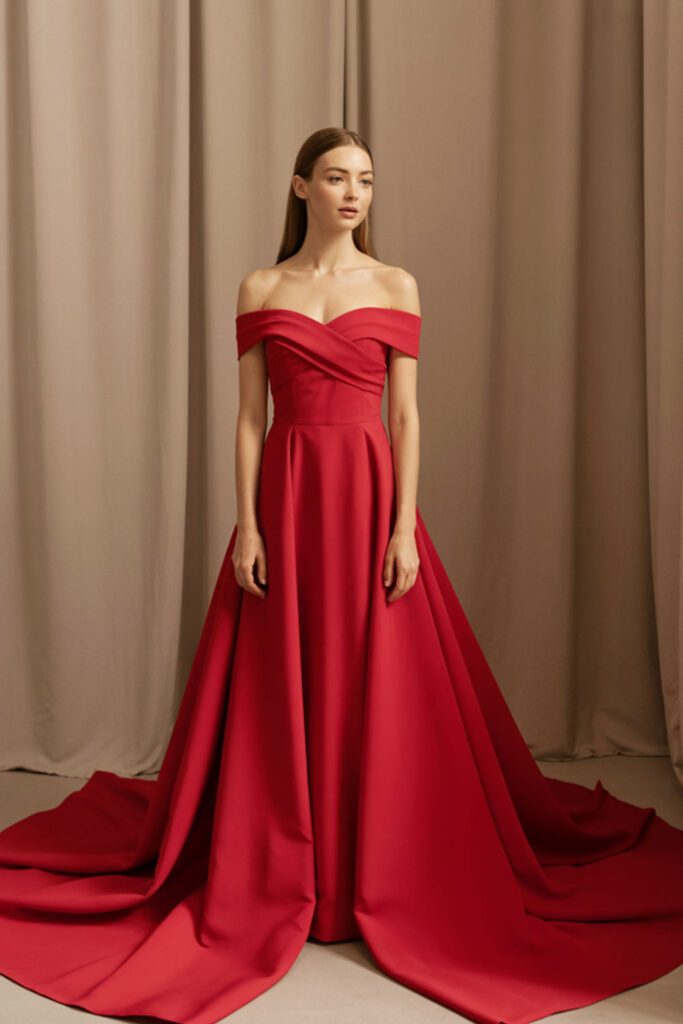 Long Effortless Off-Shoulder Valentine Looks