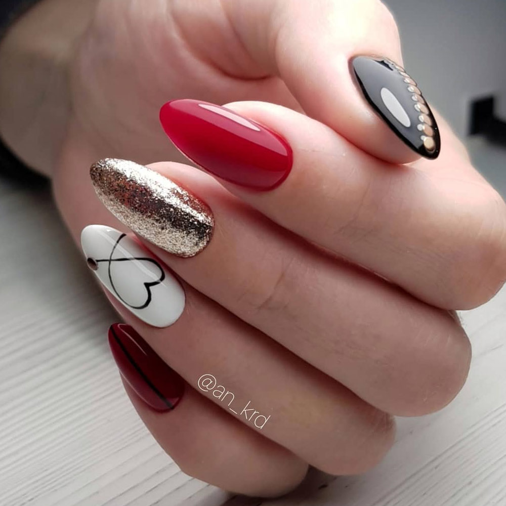 Playful Valentine Mix: Red, Black, Gold & Heart Art