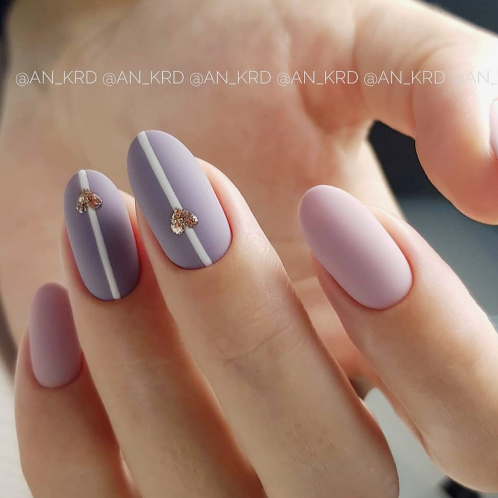 Muted Lavender Valentine Nails