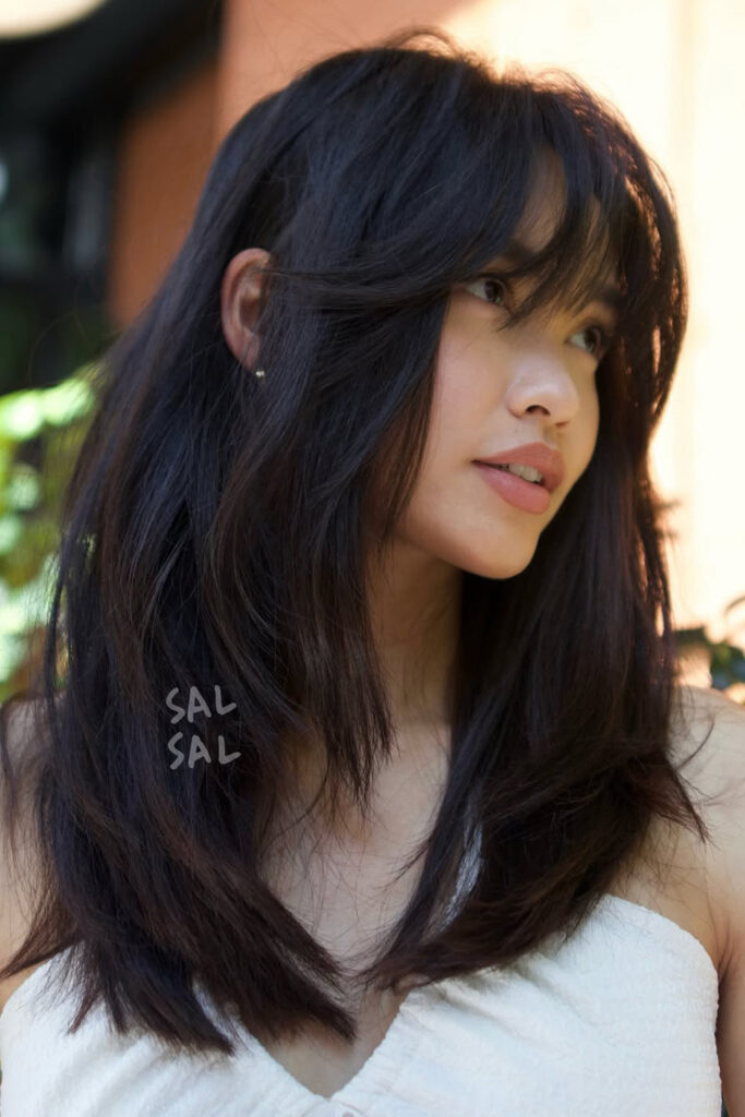 Brown Hair with Curtain Bangs