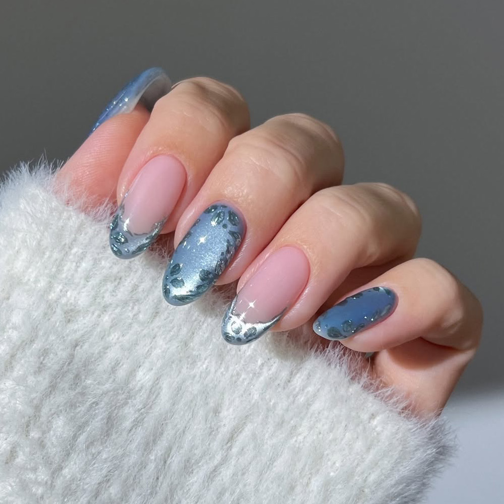 Spring Cat Eye Nails with Floral French