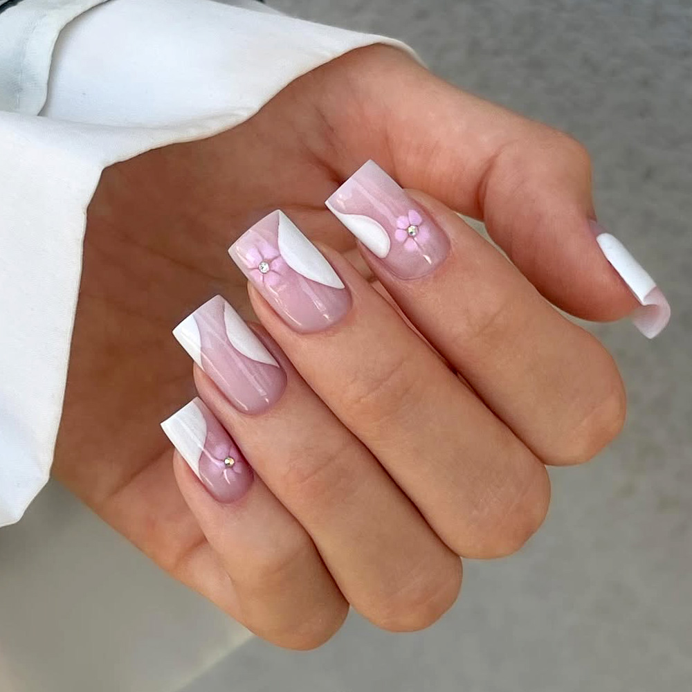 Abstract Pink-White Floral Design